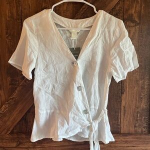 H&M NWT White 100%‎ linen wrap top Womens xxs but fits like a small NWT
